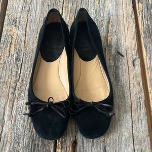 Anthro FSNY 37.5 Black Suede Ballet Flat Bow